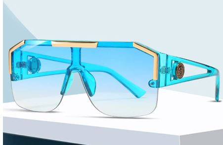 oversize shades, blue shades