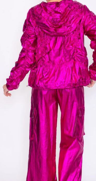 JACKET & WIDE LEG PANTS METALLIC RUCHED 2PC. SET